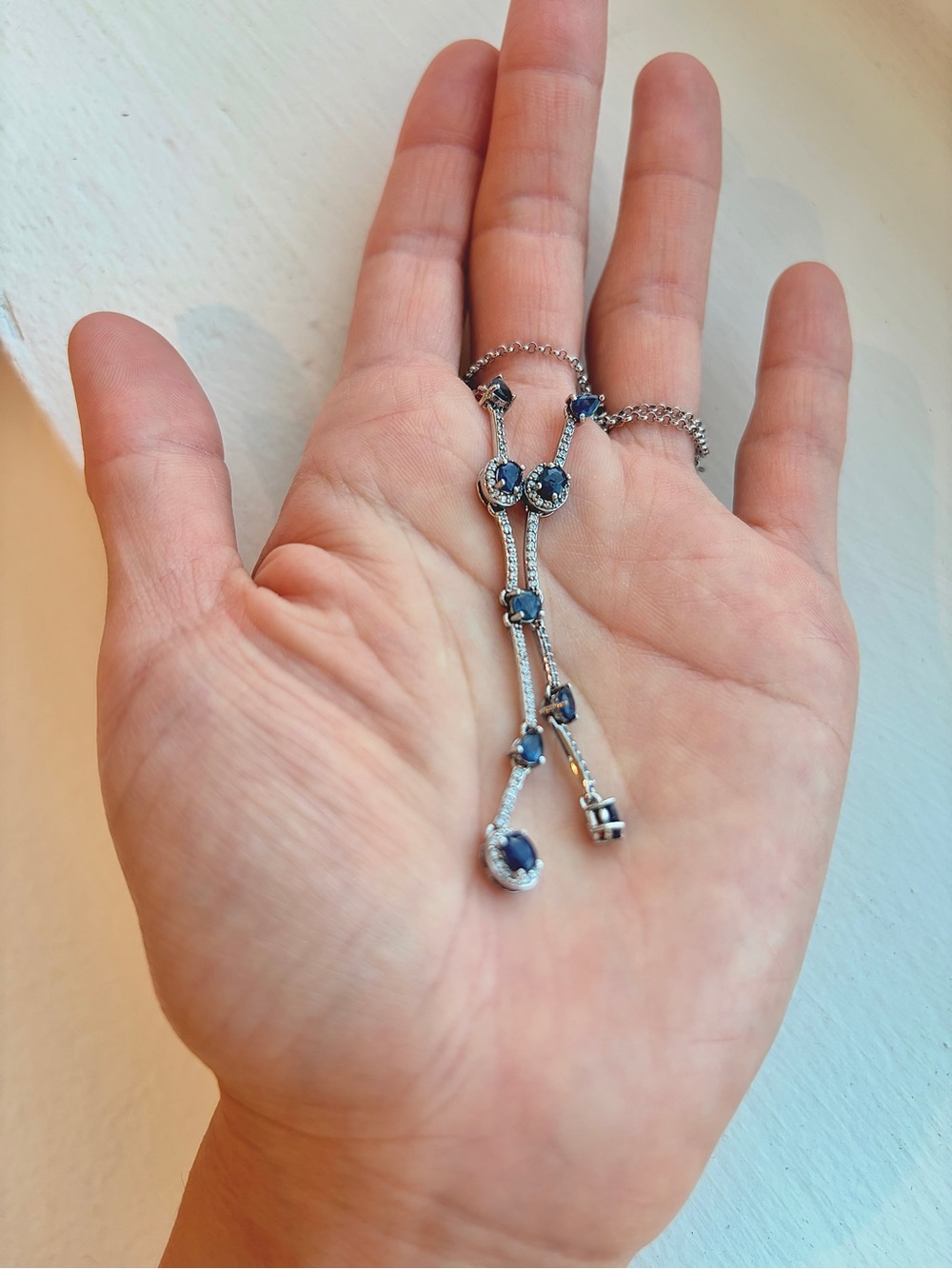 💙 Sterling Silver Blue Sapphire Necklace & Ring Set